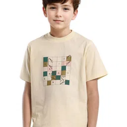 RARE ONES Boys Geometric Printed Round Neck Cotton T-shirt-image-34