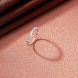 Nipura 925 Sterling Silver Rhodium-Plated CZ Studded Glittering Wrap Cuff Finger Ring-31