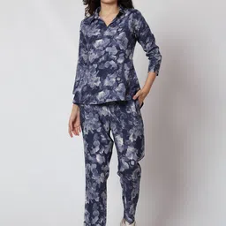 CORSICA Printed Collar Neck Top With Trouser Co-Ords-image-98