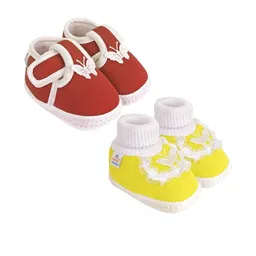 NESKA MODA 12 To 18 Month Non Slip Toddler Baby Unisex Set Of 2 Pair Cotton Butterfly Frill Booties-image-98