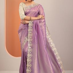 Libas Floral Embroidered Organza Saree-image-76