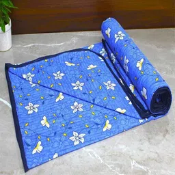 Steve & Anderson Blue Floral Super Comfortable Reversible Single Bed Dohar-picture-4