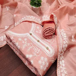 Lilots Floral Embroidered Thread Work Unstitched Dress Material-picture-27