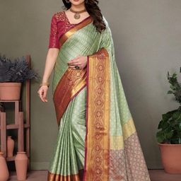 RUNAYA NX Ethnic Motifs Zari Silk Cotton Mysore Silk Saree-image-69