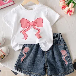 INCLUD Girls Printed Round Neck T-Shirt With Shorts-picture-28