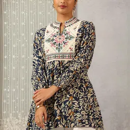 Lakshita Floral Printed Mandarin Collar Tunic-picture-10