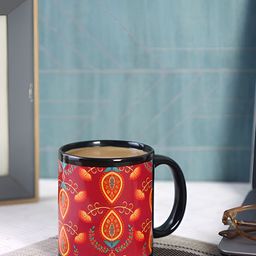 PENTADECO Red & Black Printed Ceramic Glossy Mugs Set of Cups and Mugs-1
