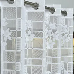 UrbanArts White Embroidered Sheer Window Curtain-picture-34