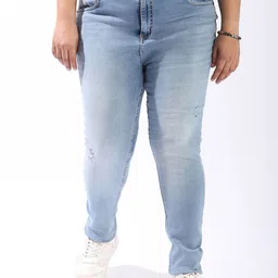 Freeform by High Star Women Plus Size Comfort Skinny Fit High-Rise Pure Cotton Jeans-image-89