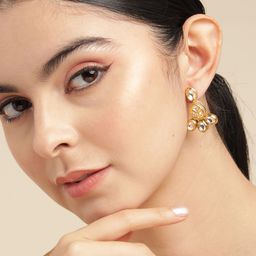 Anouk Gold-Plated Beaded Contemporary Drop Earrings-0