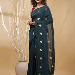 SLAGHA Ethnic Motifs Embroidered Taant Saree-picture-3