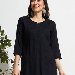ZOLA Floral Embroidered Thread Work Thread Work Kurti-image-80