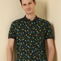 Allen Solly Printed Polo Collar Short Sleeves Floral Print Pockets T-Shirt-picture-27