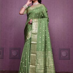 AMRUTKALA SAREES Ethnic Motifs Zari Silk Blend Banarasi Saree-image-57