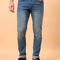 Mast & Harbour Men Slim Fit Mid-Rise Light Fade Stretchable Jeans-picture-43