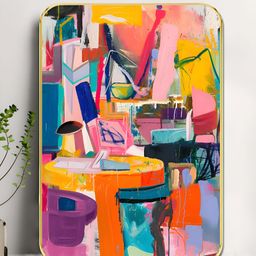 SAF Pink & Yellow Abstract Printed Wall Art-2