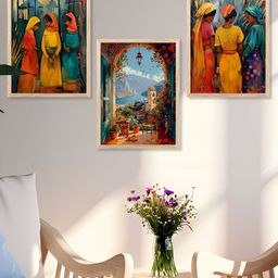 Kotart Brown & Red 3 Piece Wooden Religious Wall Arts-picture-23