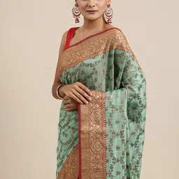 ISHIKA FAB Woven Design Zari Art Silk Banarasi Saree With Golden Border-picture-51