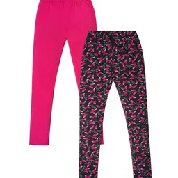 Nino Togs Girls Pack Of 2 Abstract Printed Cotton Ankle-Length Leggings-image-6