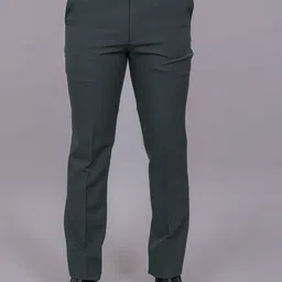 BLUEBIRD Men Smart Mid Rise Regular Fit Easy Wash Formal Trousers-picture-4