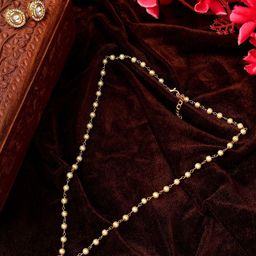 AARSEE OFFICIAL 22KT Gold Plated Kundan Pearl Chain Necklace Set-51