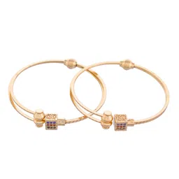 DIVASTRI Set Of 2 Gold Plated & Stones Studded Square Shaped Bangles image 5