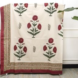 MuddnMe White & Red Floral 300 TC King Bedsheet with 2 Pillow Covers-image-88