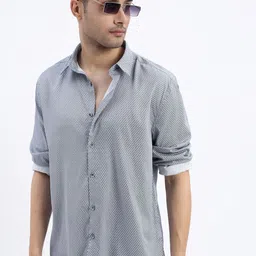 SHOWOFF Men Standard Spread Collar Micro Ditsy Printed Cotton Slim Fit Casual Shirt-image-91