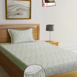 Myntra Elegant Homes Grey Abstract Printed 300 TC Single Bedsheet Set 2.20 m x 1.50 m-image-9