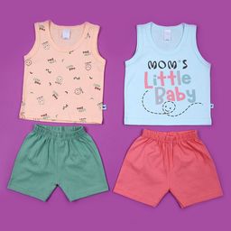 V-Mart Boys Selection Of 2 Printed Pure Cotton Sleeveless T-shirt With Shorts-picture-13