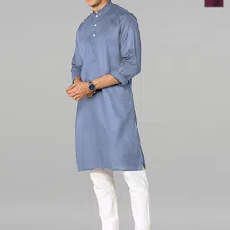 PulseIQ Selection Of 2 Mandarin Collar Pure Cotton Straight Kurta With Pyjamas-image-21