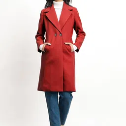 SALT ATTIRE Notched Lapel Collar Double Breasted Longline Overcoat-picture-13
