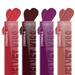 PERPAA Set Of 4 Velvet Kiss Waterproof Matte Liquid Lipstick -3.5 ml Each -Shades -1-2-3-5-8
