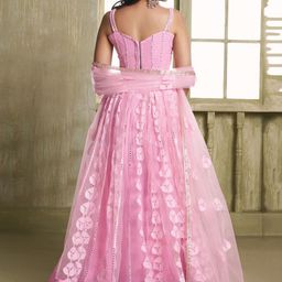 FABPIXEL Embroidered Sequinned Semi-Stitched Lehenga & Unstitched Blouse With Dupatta image 2