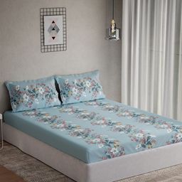 DDecor Vega Blue & Grey Printed Cotton 144 TC Queen Bedsheet Set 2.24 m x 2.54 m-picture-6