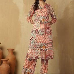 CaniBani Women Multi Printed Pure Cotton Kurta & Trousers With Dupatta-picture-9