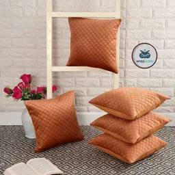 WISE HOME Rust 5 Pieces Quilted Velvet Square Cushion Covers-picture-26