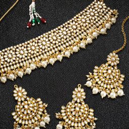 OOMPH kundan Studded & Beaded Jewellery Set-5