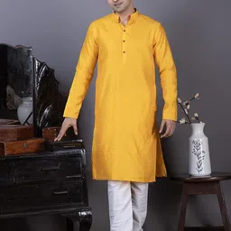 PulseIQ Men Jacquard Straight Kurtas-image-55