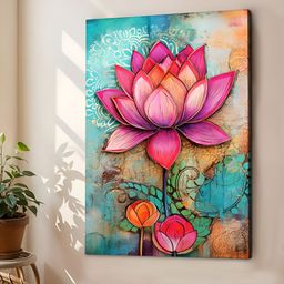 Art Street Pink & Blue Floral Canvas Wall Art-picture-18