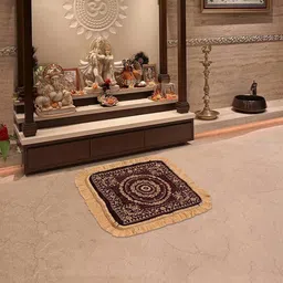 Kuber Industries Gold-toned & Brown Printed Velvet Prayer Mats-image-24