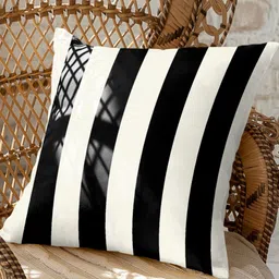 CASABLEU Black 2 Pieces Striped Square Cushion Covers-27