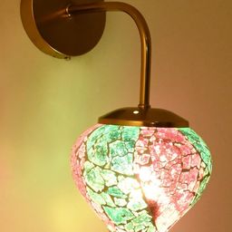1ST TIME Green & Pink Printed Glass Bell Shaped Wall Lamp-picture-8