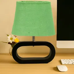 Devansh Green Wood Traditional Frusturical Shaped Table Lamp-55