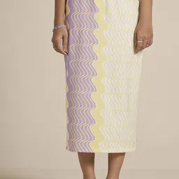 Muvazo Women Lime Flow Pencil Midi Skirt-image-15