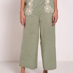 AKKRITI BY PANTALOONS Women Embroidered Flared Trousers-image-11