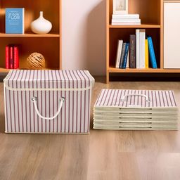 RUBOXA Cream-Colored & Brown 6 Pieces Lining-Printed Foldable Drawer Organisers-picture-38