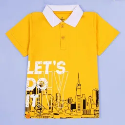 KiddoPanti Boys Graphic Printed Polo Collar Pure Cotton Regular Fit T-shirt-picture-6