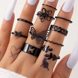 Jewels Galaxy Set Of 10 Butterfly Themed Stackable Finger Ring-image-76