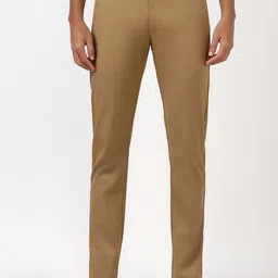 Peter England Men Casuals Solid Printed Slim Fit Trousers-image-35